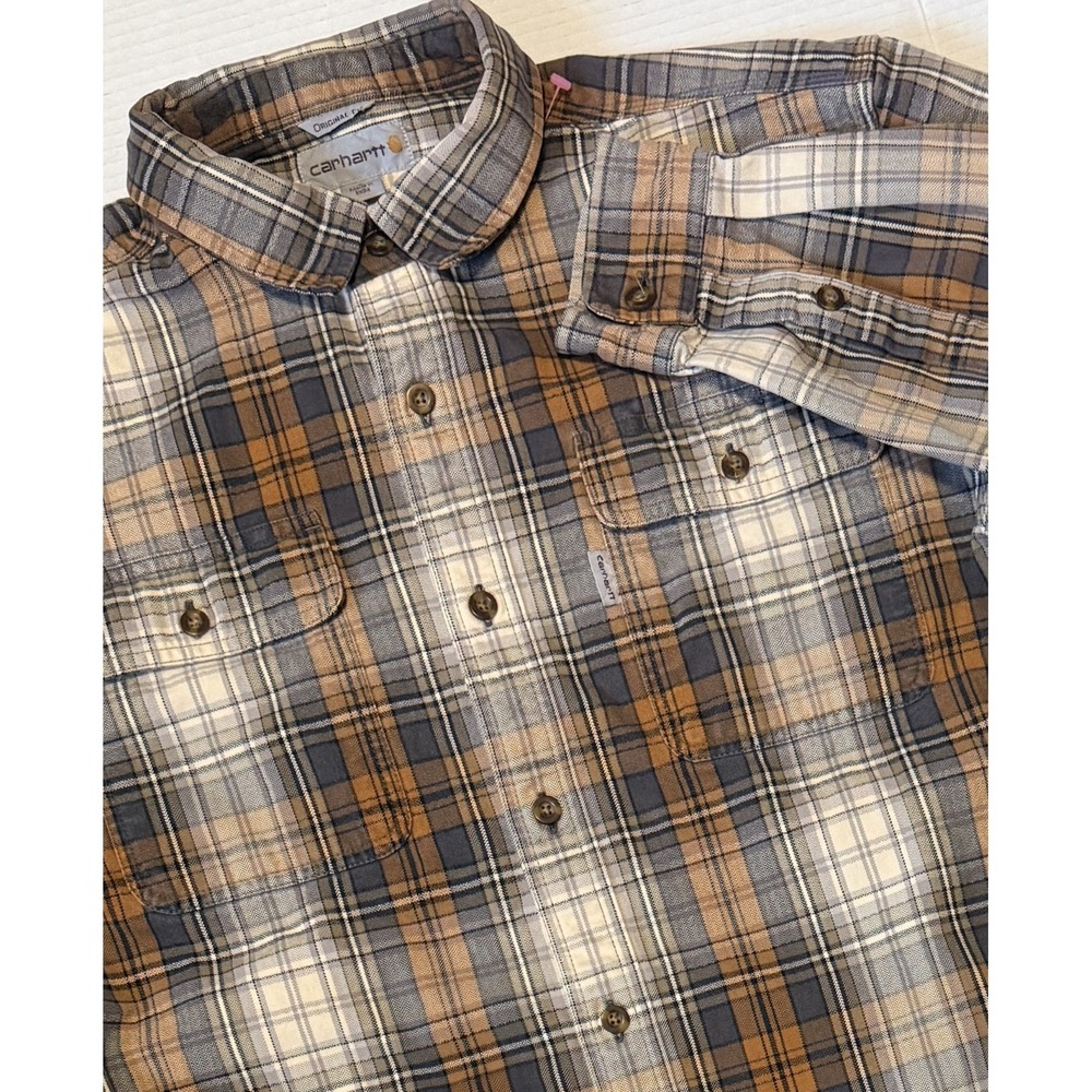 CARHARTT - Men's Original Fit Flannel Long Sleeve Plaid Shirt 1-1749 -Size Large